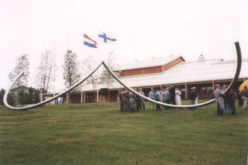 Homage to El Lissitzky - land art project with red steel element.