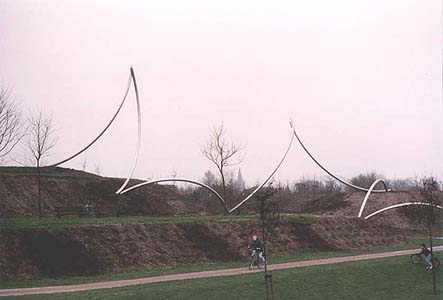 Homage to El Lissitzky - land art project with red steel element.