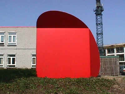 Homage to El Lissitzky - land art project with red steel element.