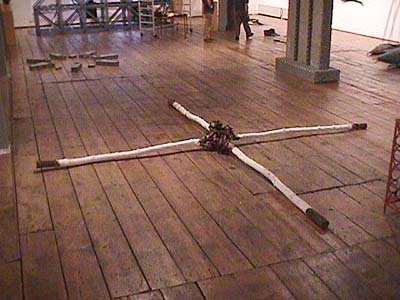 Homage to El Lissitzky - land art project with red steel element.