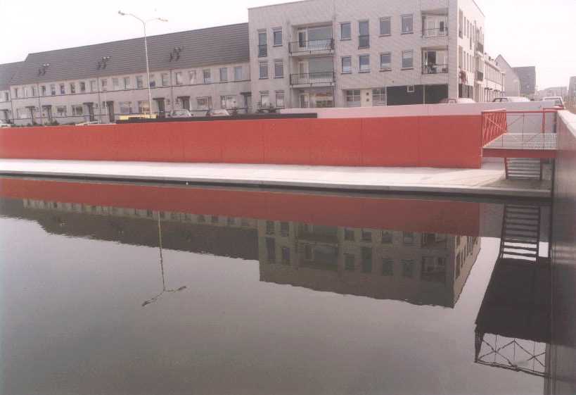 Homage to El Lissitzky - land art project with red steel element.