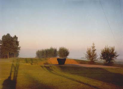 Homage to El Lissitzky - land art project with red steel element.