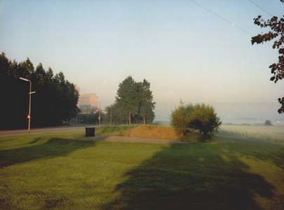 Homage to El Lissitzky - land art project with red steel element.