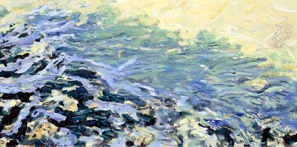 sand, foam, sea - beach - oil painting - Wim Drion, painter