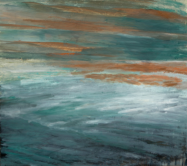 avond bij de rivier - olieverf op linnen - 100x70 cm - 2011