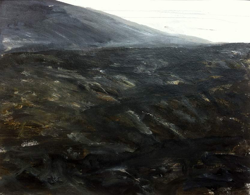 Etna landschap (sicilie) olieverf op papier 33 x 28cm 2014