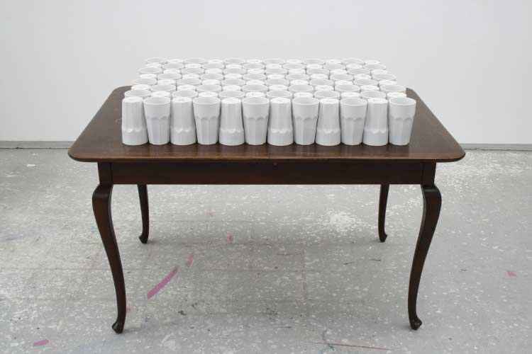 untitled - 2008 - object - 96 tumblers and table -  studio, Den Helder, The Netherlands